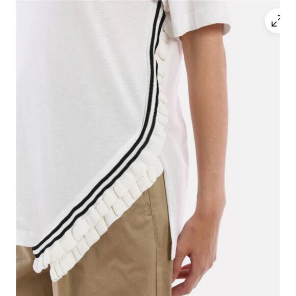 3.1 Phillip Lim Shirt Womens Large White Ruffle Trim Short Sleeve Designer Top - Picture 3 of 12